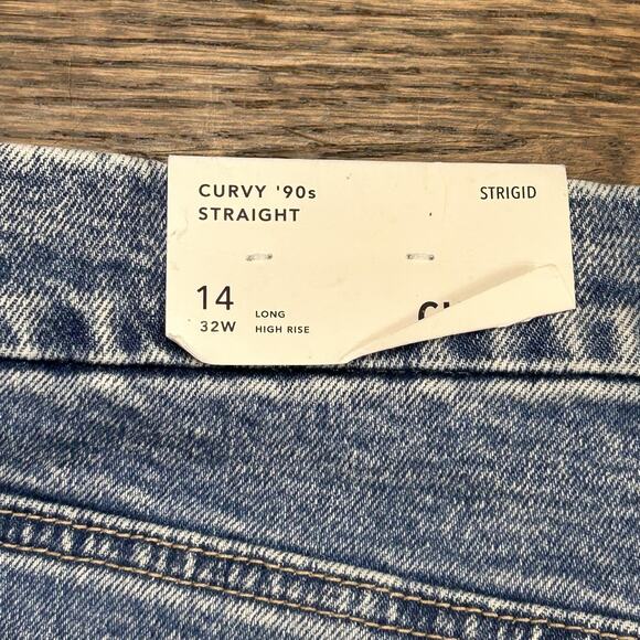 American Eagle Curvy 90s Straight Jeans Womens 14 Light Wash High Rise Denim - Picture 10 of 10